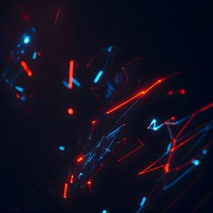 red and blue futuristic lights on black background    Generative AI