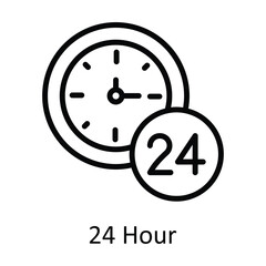 24 Hour vector  outline Icon Design illustration. Time Management Symbol on White background EPS 10 File