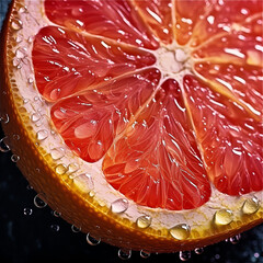 A close up of a grapefruit with the seeds at the top., generative AI