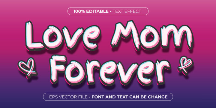 love mom 3d editable text effect for mother's day