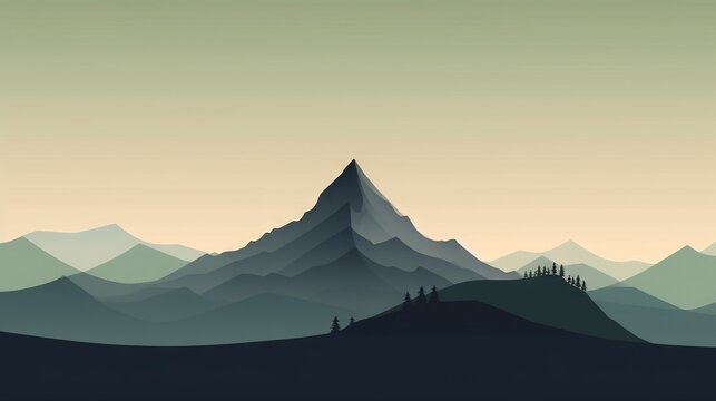  a silhouette of a mountain with trees on top of it. generative ai © Nadia