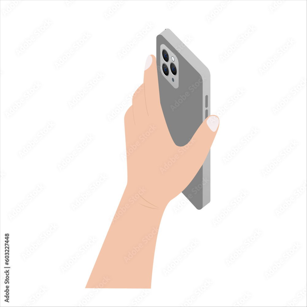 Poster qr code scan to smartphone. hand holding smartphone mockup. qr code for payment concept. vector.