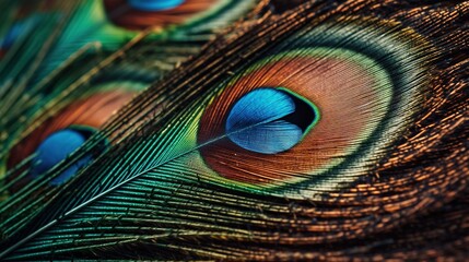  a close up of a peacock's feathers with its feathers showing.  generative ai