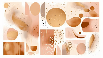 blush beige abstract minimal vector boho shapes and lines