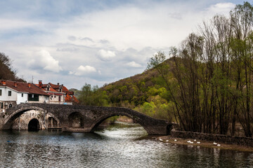 bridge over the river in the mountains