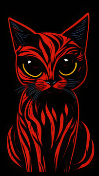 black cat with red eyes