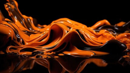  a black background with orange and black swirls on it.  generative ai