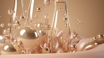  a bunch of bubbles in a glass vase with a brown background.  generative ai