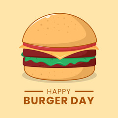 International Burger Day Vector Illustration. Suitable for template, social media post, poster, banner or greeting card