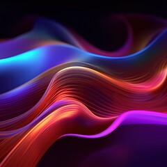 Obraz premium abstract colorful wavy lines on dark background.Generative Ai
