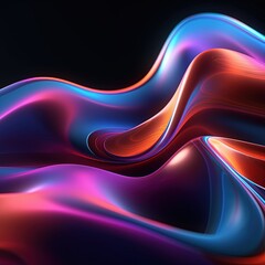 Fototapeta premium abstract colorful wavy lines on dark background.Generative Ai