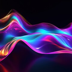 Naklejka premium abstract colorful wavy lines on dark background.Generative Ai