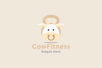 Cow Fitness logo design template element vector suitable for fitness business kids vector