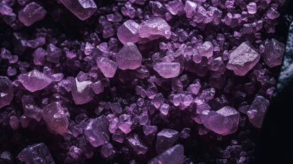  a pile of purple crystals sitting on top of a table.  generative ai