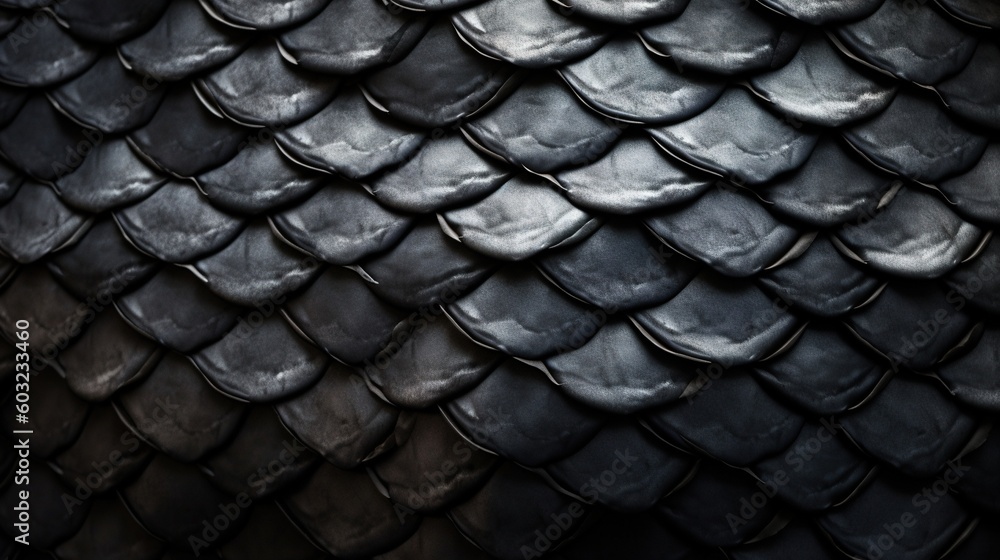 Poster a close up of a snake skin pattern on a black background. generative ai