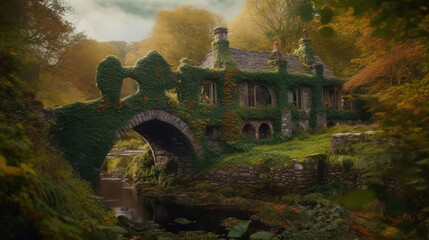 Fototapeta premium architecture covered with green plants