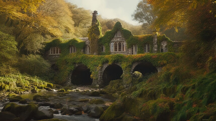 architecture covered with green plants