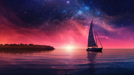 sailboat at sunset. Generative Ai