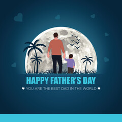 Happy Father's Day celebration concept Vector Illustration, Happy Fathers Day Social Media Banner  