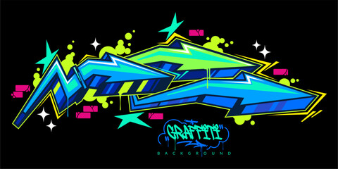 Trendy Colorful Abstract Urban Street Art Graffiti Style Arrows Vector Illustration Template Background