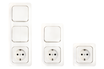 Set Of Isolated European Electric Sockets And Light Switches