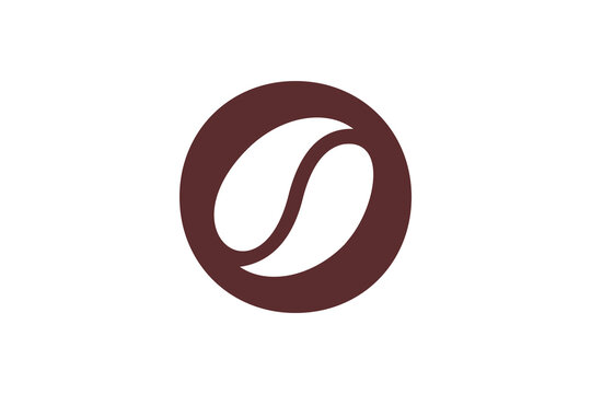 coffee beans inside round logo design vector premium