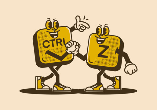 Vintage mascot character of control Z button
