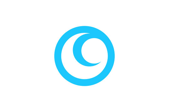waves in a circle logo design vector premium