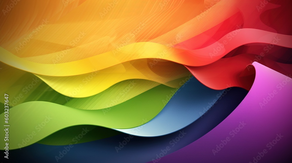 Poster a colorful abstract background with wavy lines and colors of the rainbow. generative ai
