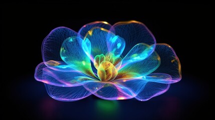  a colorful flower with a black background is seen in this image.  generative ai