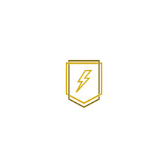 Power safety line icon. Electric energy shield sign isolated on white background