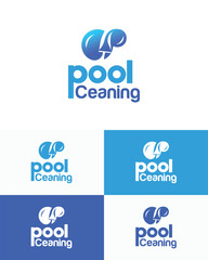swimming pool cleaning service logo design template