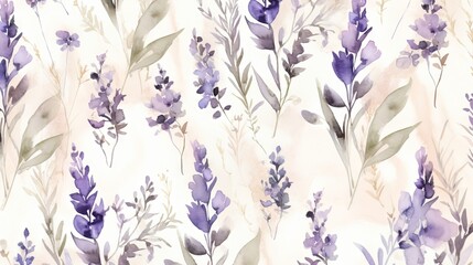  a watercolor painting of purple flowers on a white background.  generative ai