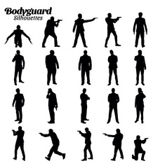 Bodyguard silhouette vector illustration set.