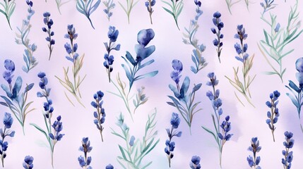  a watercolor painting of lavender flowers on a white background.  generative ai