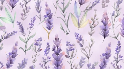  a watercolor painting of lavender flowers on a pink background.  generative ai
