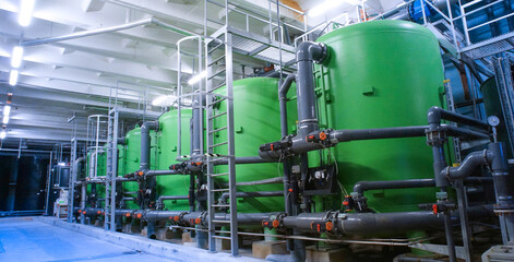water treatment tanks at industrial power plant