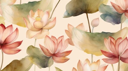  a watercolor painting of pink and yellow flowers and leaves.  generative ai
