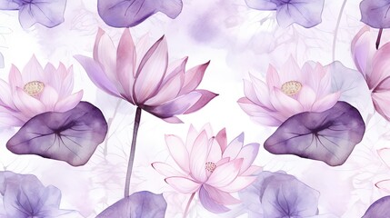  a watercolor painting of pink and purple flowers and leaves.  generative ai