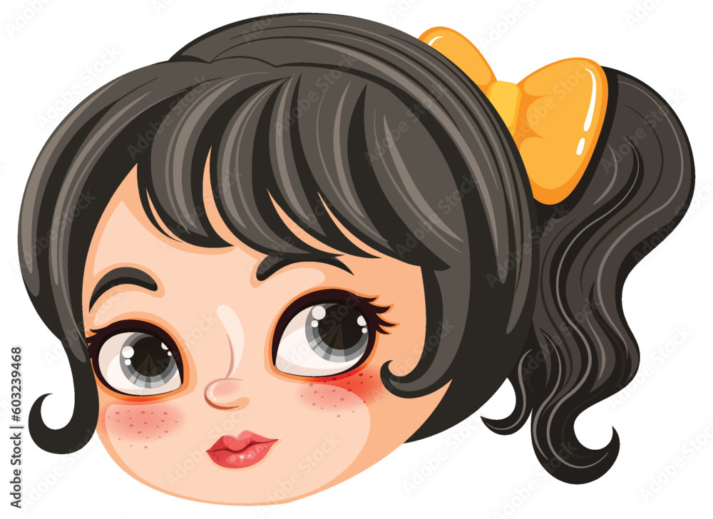 Poster Cute Girl Cartoon Character with Big Eyes