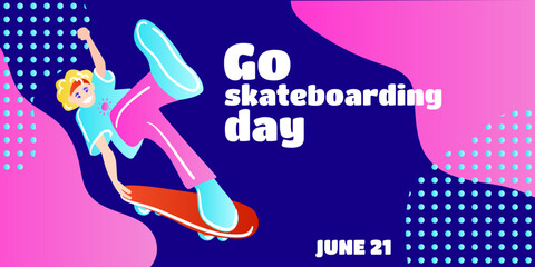 Go skateboarding day. Poster design illustration. Vector illustration. Flat style.