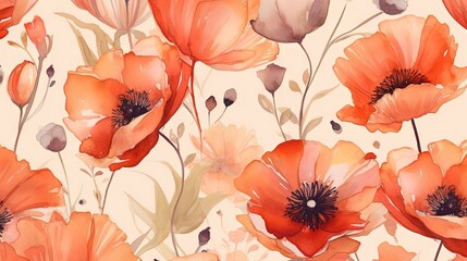 a watercolor painting of orange and pink flowers on a white background.  generative ai