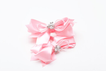 Beautiful hair bow for girls. Fashion accessory for girls hair on white background