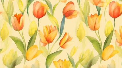 a painting of orange and yellow flowers on a yellow background.  generative ai