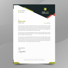 Modern vector minimal corporate letterhead design template. creative modern letterhead design template with black red and green color. you can use it as Company letterhead or Business letterhead