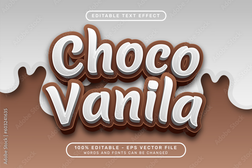 Poster choco vanila 3d text effect and editable text effect