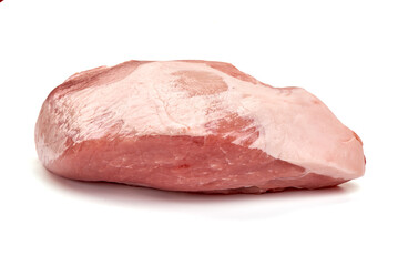 Raw pork ham, pork leg, isolated on white background.
