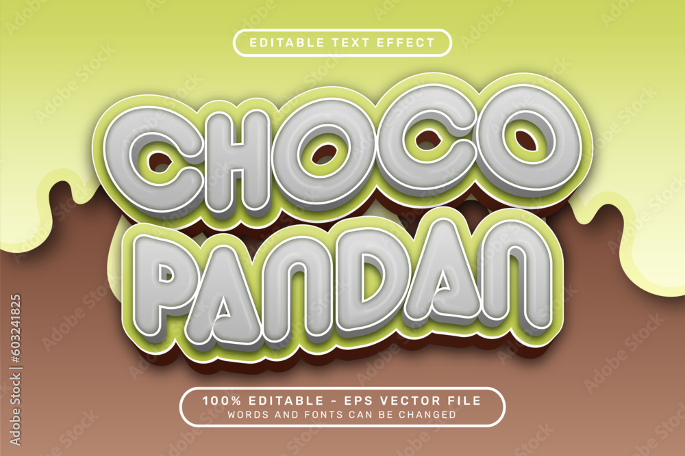 Poster choco pandan 3d text effect and editable text effect