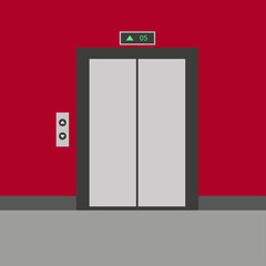 Vector illustration of the closed elevator door. Vector illustration in flat style.