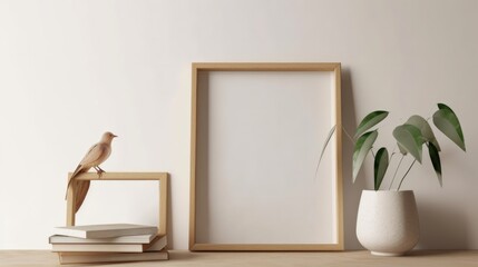 Scandi Interior Design Background. Stylish Frame Mockup. Generative AI.